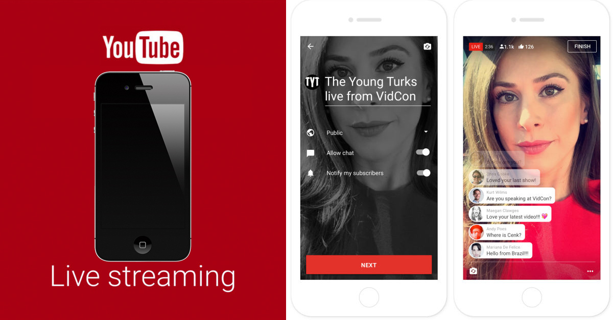 YouTube mobile live streaming